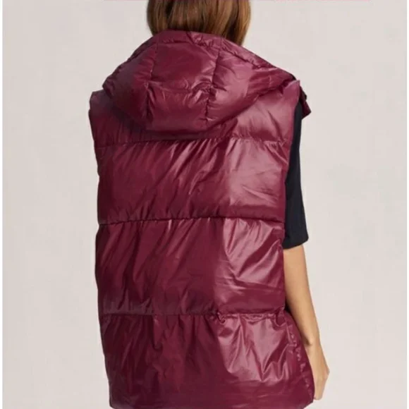 Anthropologie Varley Silverlake Gilet Longline Puffer Vest Red Small Oversized - Picture 5 of 13